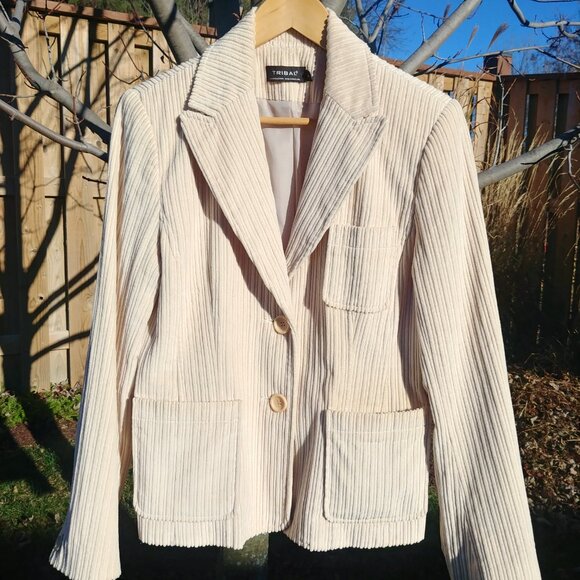 Tribal cream off white 100% cotton corduroy blazer jacket size 8 - Picture 2 of 14